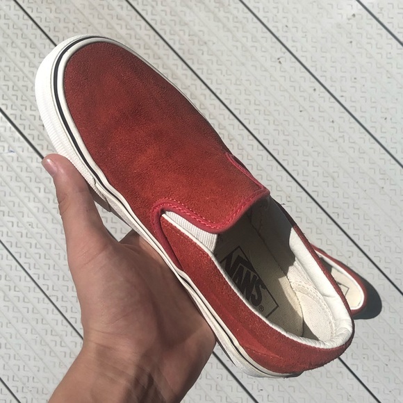 RED SLIP ON VANS - Picture 1 of 4